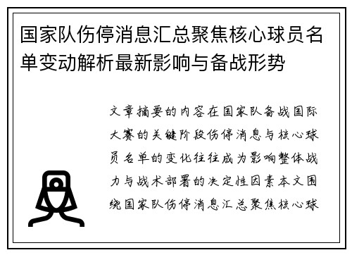 国家队伤停消息汇总聚焦核心球员名单变动解析最新影响与备战形势 国家队伤停消息汇总聚焦核心球员名单变动解析最新影响与备战形势